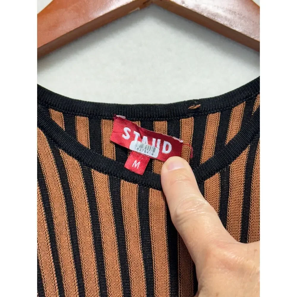 STAUD Selma Dress Brown Long Sleeve Stretchy Knit, Size M - Picture 5 of 13